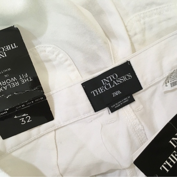ZARA Into The Classic The RELAXED WORKER JEANS LIMITED EDITION White Size 0 - Picture 6 of 10